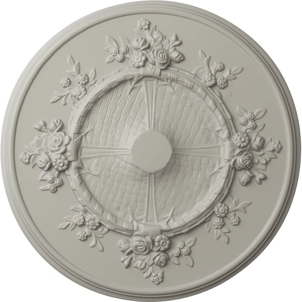 Ekena Millwork Flower Ceiling Medallion (Fits Canopies up to 3 7/8"), Hand-Painted Pot of Cream, 27"OD x 1 1/8"P CM27FLPCF - main